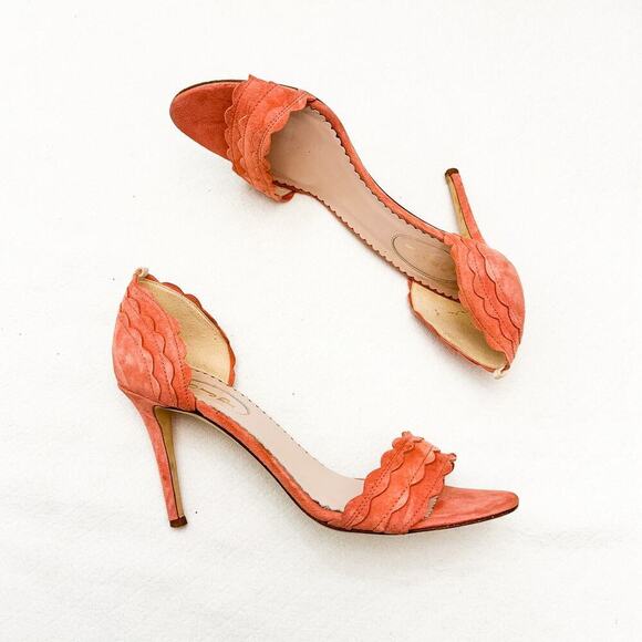 SJP Bobbie Sandal Suede Leather Open Toe Heel Coral/Cream Size 39.5 Italy - Picture 4 of 5
